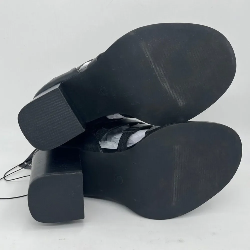 New Torrid Black Side Zip Caged Block Heels - Size 8W